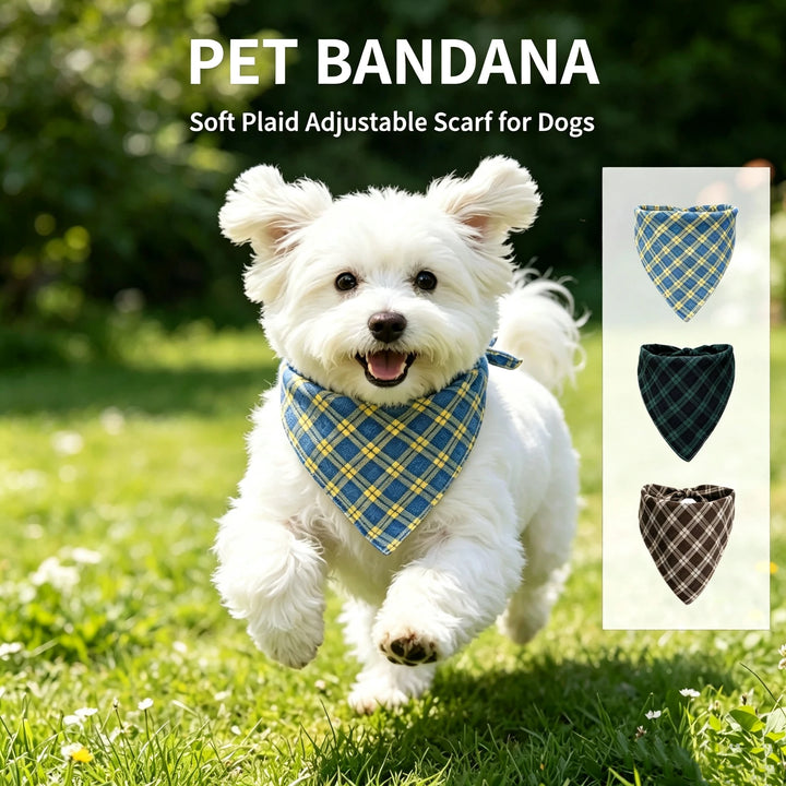 Plaid Pet Bandana Scarf for Dogs and Cats