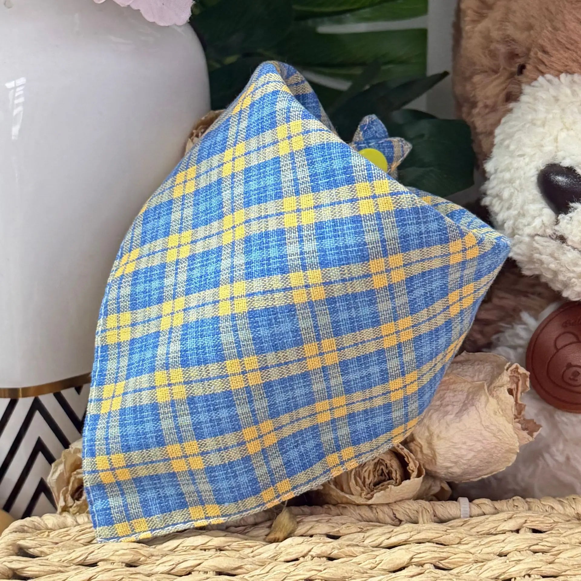 Plaid Pet Bandana Scarf for Dogs and Cats