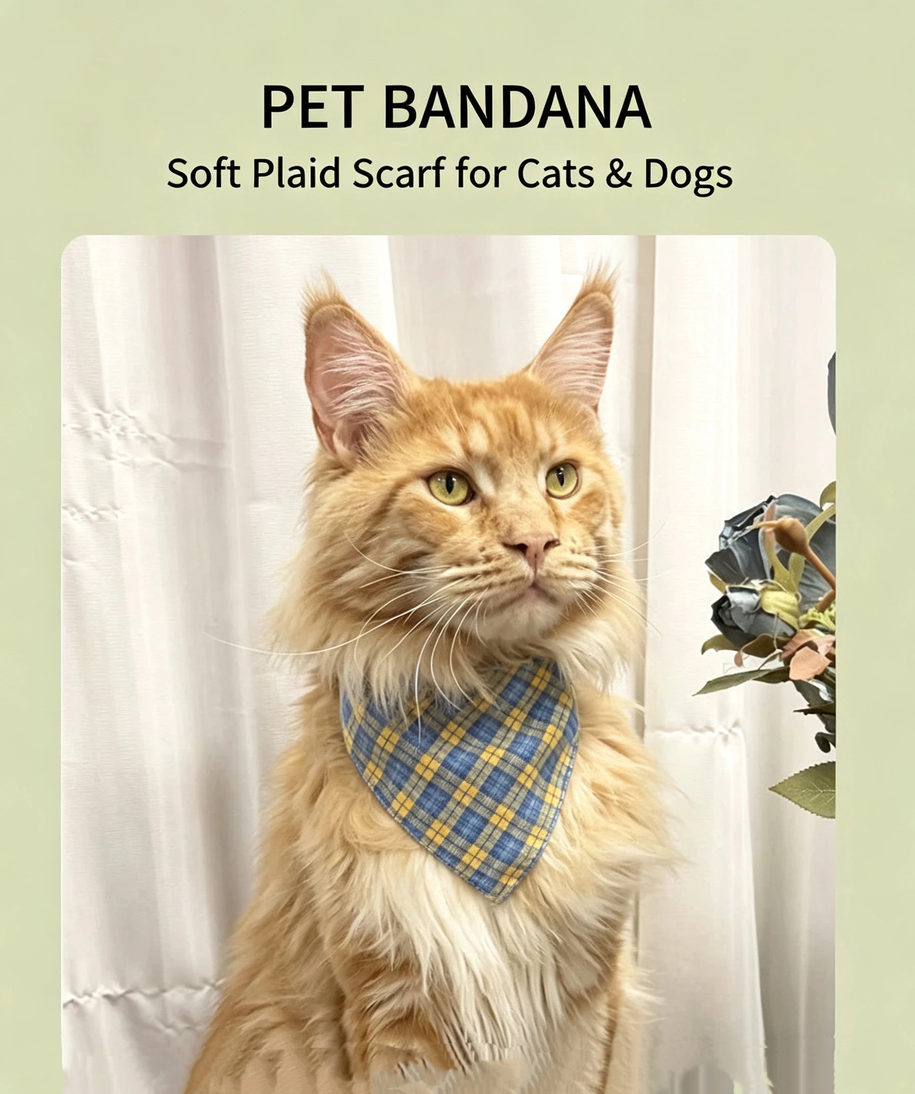 Plaid Pet Bandana Scarf for Dogs and Cats