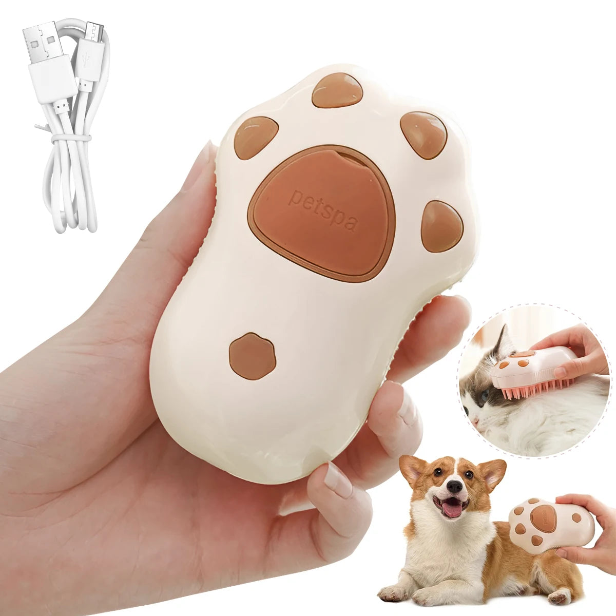 3-in-1 Steam Pet Grooming Brush