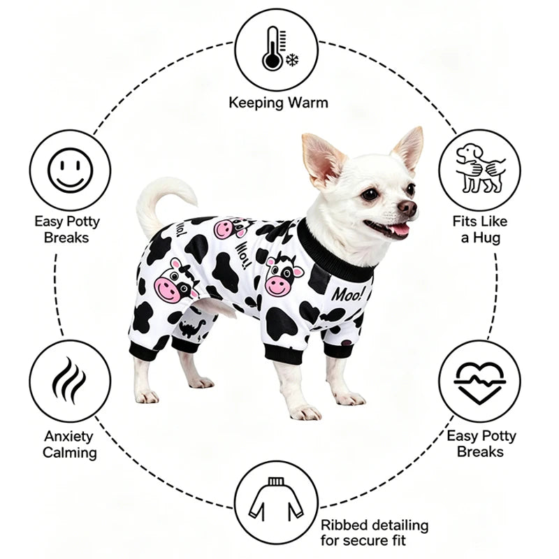 Cow Print Dog Pajamas – Soft Pet Sleepwear