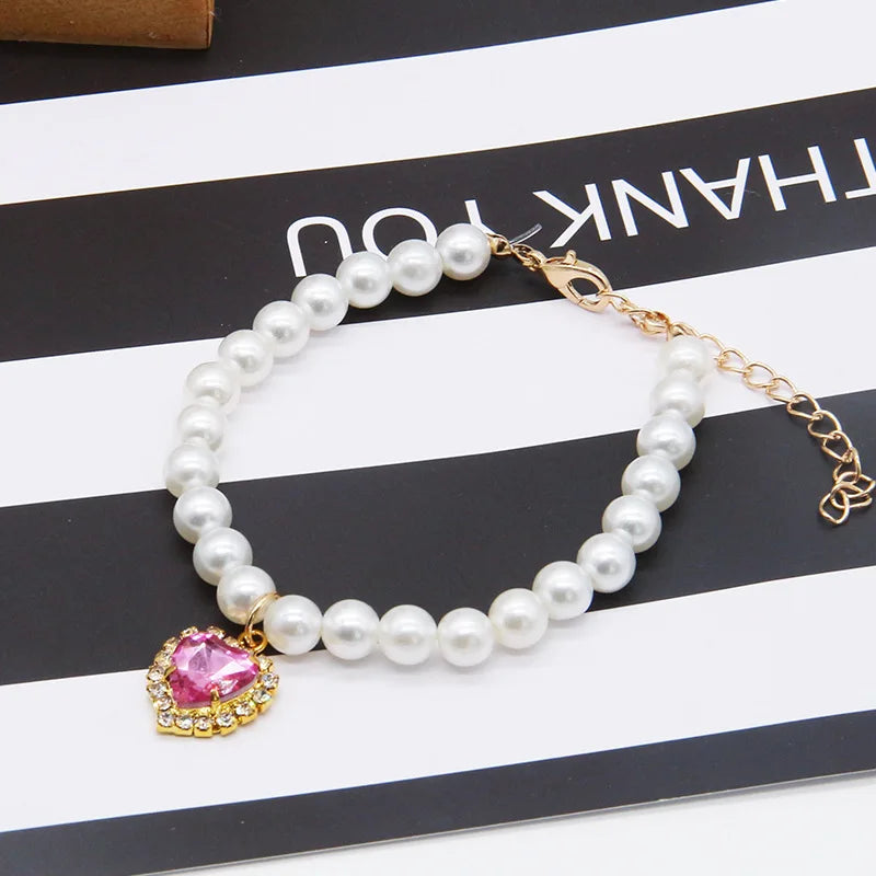 Adjustable Pearl Cat Collar – Stylish Pet Necklace