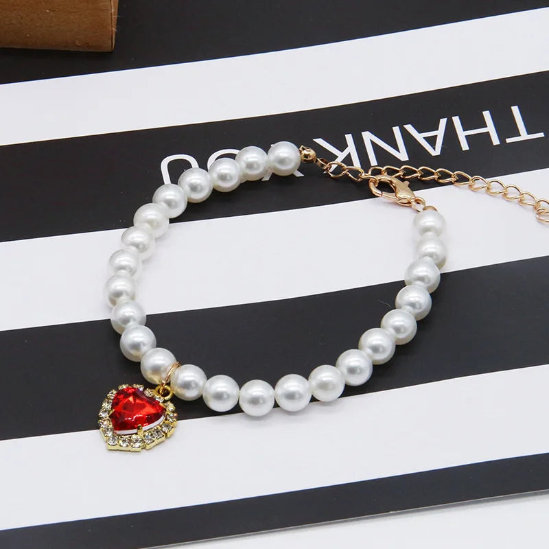 Adjustable Pearl Cat Collar – Stylish Pet Necklace
