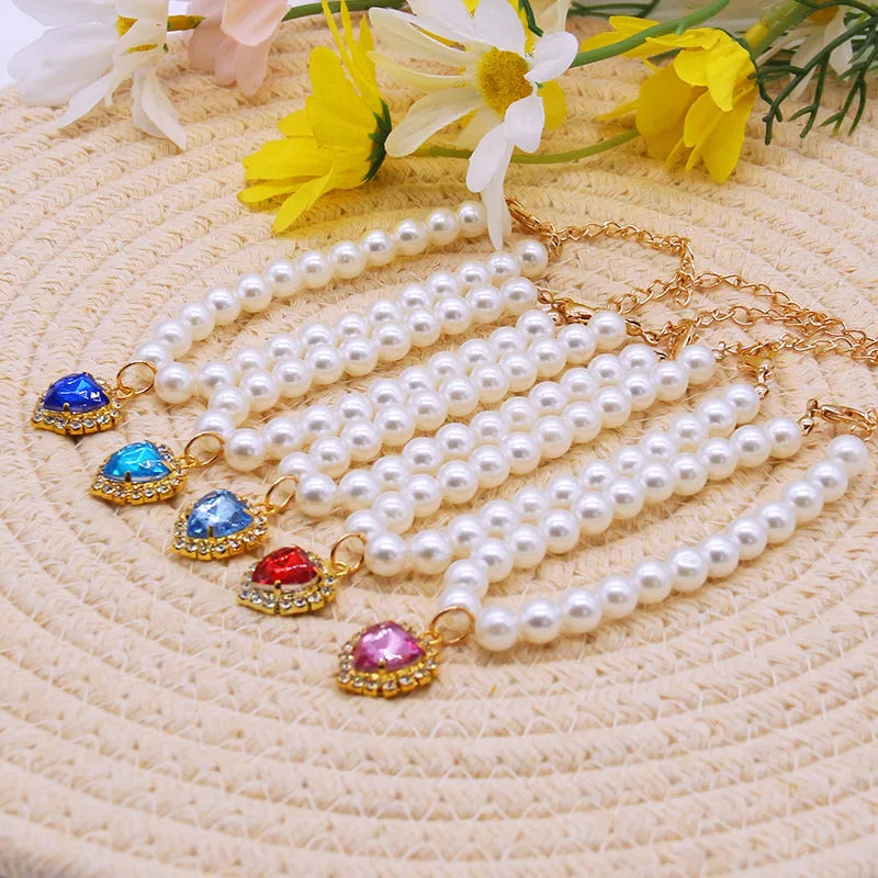 Adjustable Pearl Cat Collar – Stylish Pet Necklace