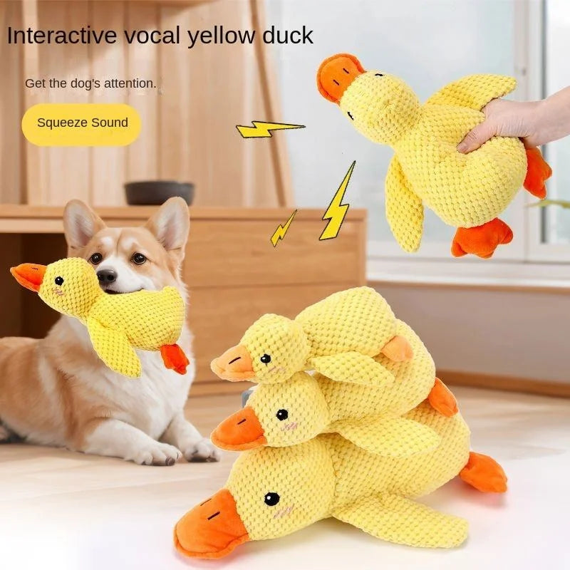 Plush Duck Dog Toy – Squeaky Teething Chew Toy