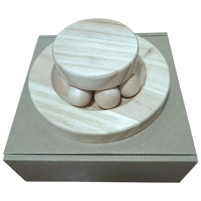 3-Level Wooden Cat Toy Tower – Interactive Track & Ball