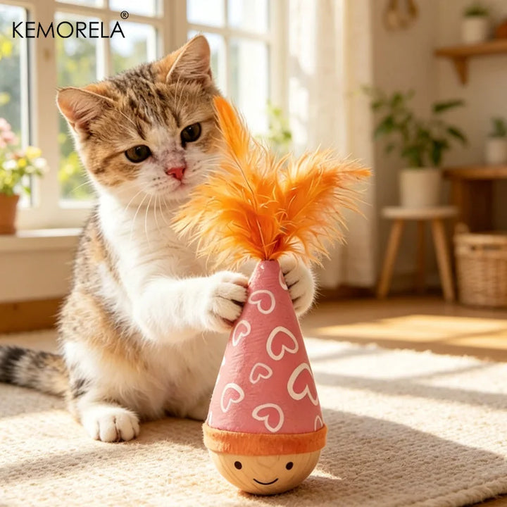 Interactive Feather Cat Toy – Swinging Self-Play Toy