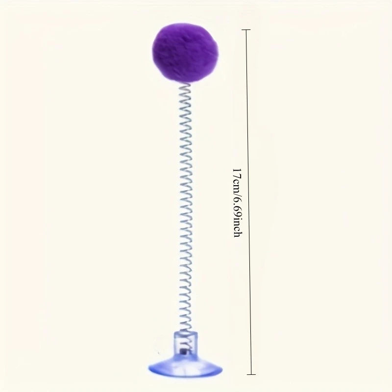Suction Cup Spring Fur Ball Cat Toy – Interactive Scratcher