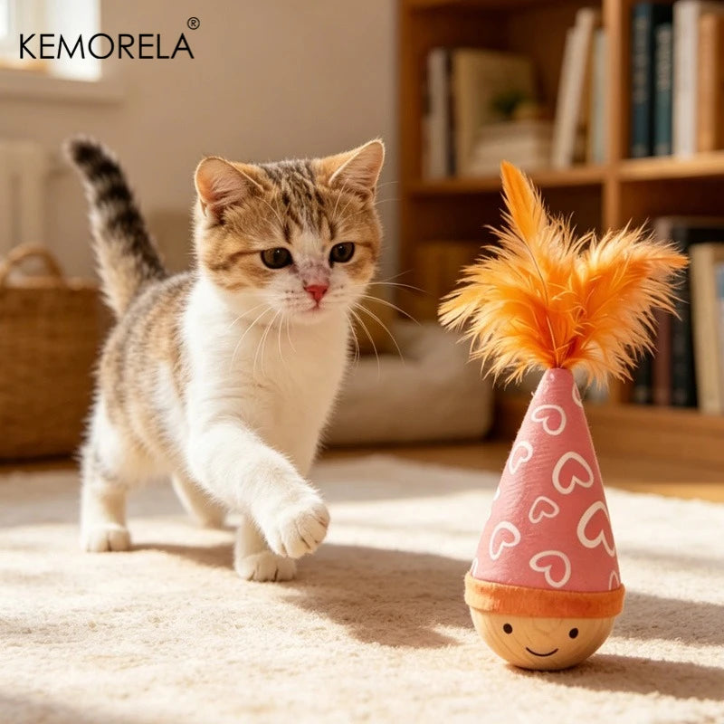 Interactive Feather Cat Toy – Swinging Self-Play Toy