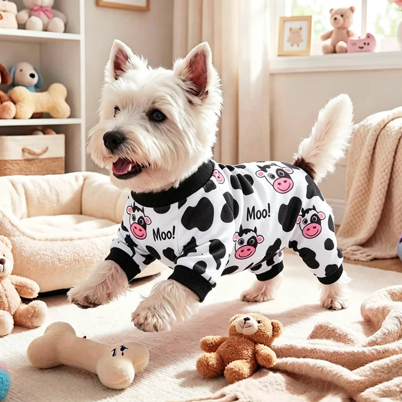 Cow Print Dog Pajamas – Soft Pet Sleepwear