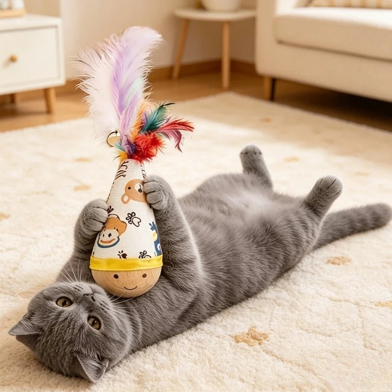 Interactive Feather Cat Toy – Swinging Self-Play Toy