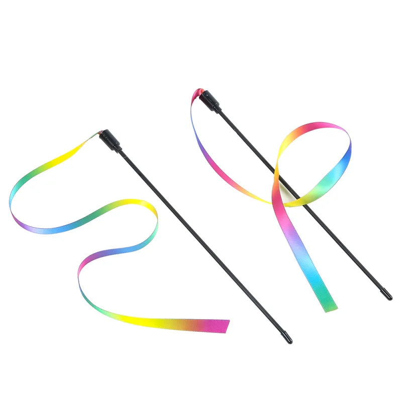 Colorful Ribbon Cat Teaser Wand – Interactive Toy