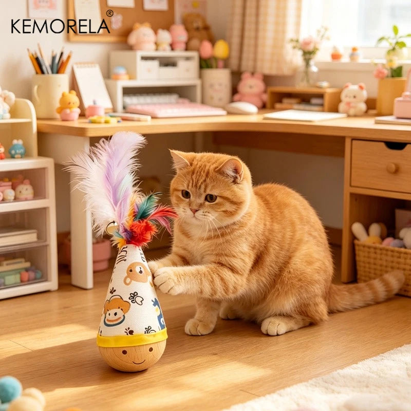 Interactive Feather Cat Toy – Swinging Self-Play Toy